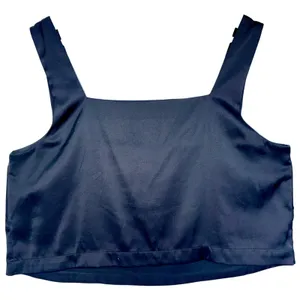 Abercrombie & Fitch Black Satin Square Neck Sleeveless Crop Top Tank Top Size L thumbnail 3