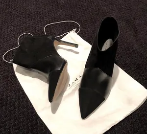 Zara Stiletto Black Suede and Leather Ankle Boots thumbnail 3