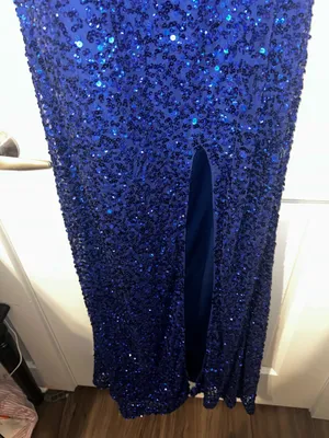 Sophia Thomas Blue Strapless Sequin Prom Dress thumbnail 5