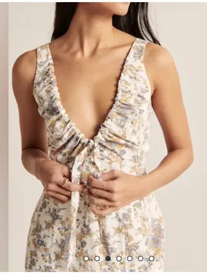 Abercrombie Cinched Neck Slip Midi Floral Dress - Wedding Guest / Occasion - XSP thumbnail 2