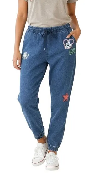 Disney Parks Her Universe Mickey Mouse Denim Joggers Large thumbnail 1