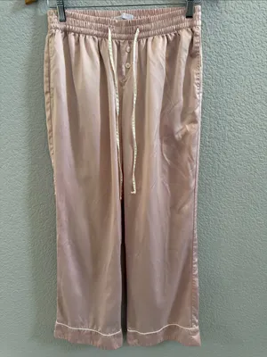 Abercrombie & Fitch Pink Satin Wide-Leg Pajama Lounge Set Size Small thumbnail 6