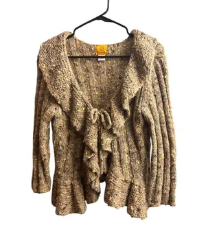 Ruby Rd. Women's Multi Brown Colored Knitted Cardigan thumbnail 2