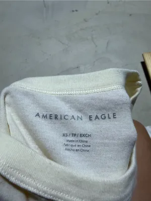 American Eagle Outfitters Cream cropped Tee with Yellow Butterfly XS thumbnail 5