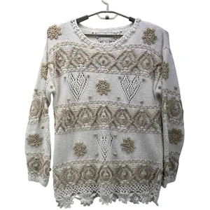 Express Vintage Fair Isle Sweater Cream Medium‎ thumbnail 1