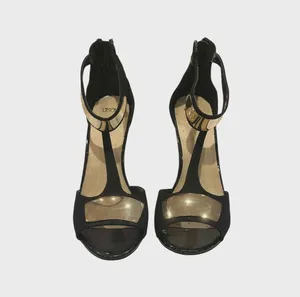 ASOS Women's Black and Gold Metallic Detail T-Strap Stiletto Heels Sz 8 thumbnail 3