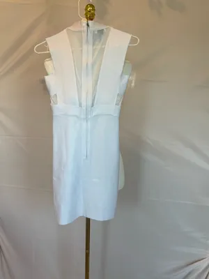 bebe White Sheer-Panel High Neck Mini Dress thumbnail 3