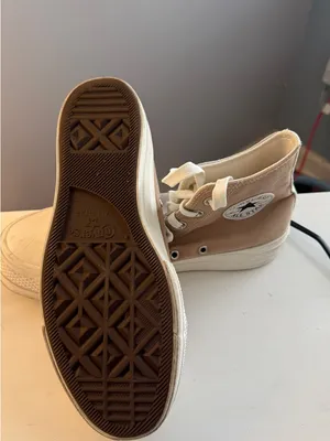 Converse High Top Platform Sneakers - Tan and Cream thumbnail 5