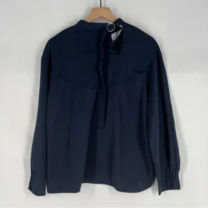 Lily Elegant Navy Satin Women's‎ Cutout V-Neck Long Sleeve Top Size L thumbnail 10