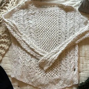 Abercrombie White Crochet Sweater thumbnail 1