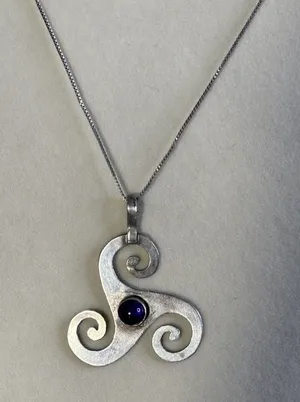 Concha VTG Amethyst 5.7 Grm Sterling 925 Mirror Chain Italy 18.5” Celtic Spiral thumbnail 1