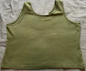 Liz Baker Petite Womens Large Tank Top Olive Green Scoop Neck Cotton Lycra thumbnail 1