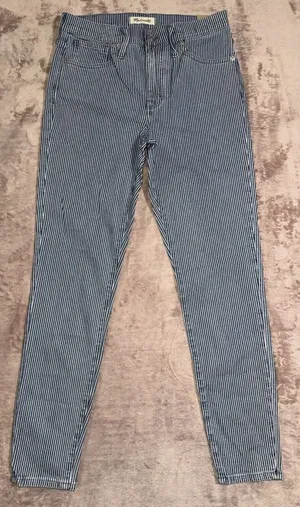 Madewell Womens‎ Skinny Jeans Blue White Mid Rise Striped Size 28 NWT thumbnail 1
