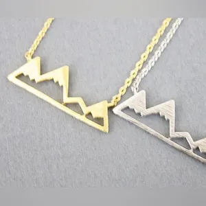 NEW Yellow Gold Plated Snowy Mountain Bar Pendant Necklace, 16-18”‎ thumbnail 6