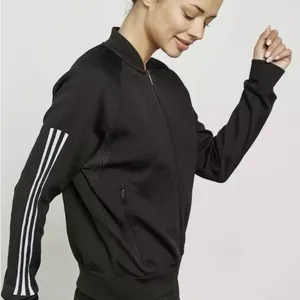 Women’s Black Zip-Front Track Jacket with‎ Stripe Sleeve XS thumbnail 1