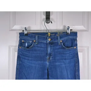 7 For All Mankind The Ankle Skinny Jeans Size 28 Blue Raw Hem Casual Edgy Staple thumbnail 5