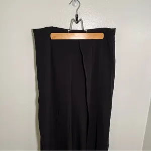 Favlux Women's Size Large Wide‎ Leg Palazzo Pant Open Wrap Front Black Pull On thumbnail 2