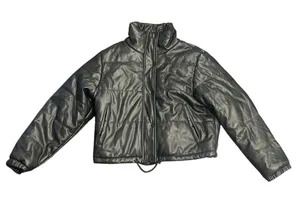 Vigoss Faux Leather Cropped Quilted Puffer Jacket SZ XL Military Flight Aviation thumbnail 1