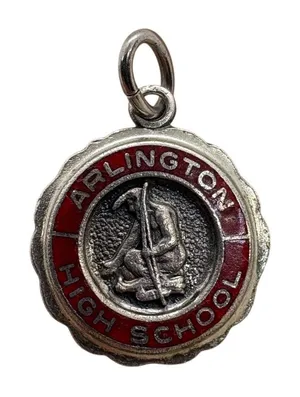 Vintage‎ Sterling Silver Arlington High School Red Enamel Charm Pendant 2.76g thumbnail 1