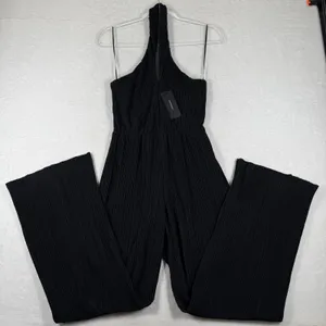 Vero Moda VMAURORA Black Plisse‎ Halterneck Wide Leg Jumpsuit NWT 10304757 XXS thumbnail 1