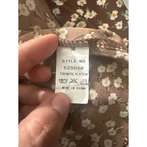 Solution Brown Floral Midi Dress Women's‎ Medium Puff Sleeve Casual Tiered thumbnail 7