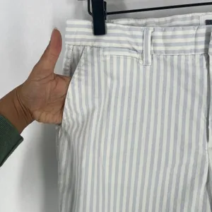Gap Slim City Cropped‎ Pants Womens 8 White Blue Striped Cotton Tapered Leg thumbnail 3