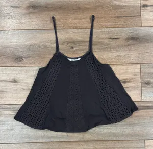 AMERICAN EAGLE Boho Chic Gray Eyelet Lace Flowy Tank Top | Size Small thumbnail 1