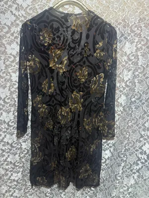 Black Sheer Floral burnout velvet duster cardigan small like new thumbnail 5