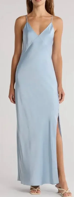 NEW rag & bone Risse Satin Midi Slip dress fully Lined Dusty Blue sz 4 thumbnail 1