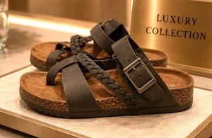 Mountain Sole Womens Leather Footbed Sandals Black size 7 thumbnail 1