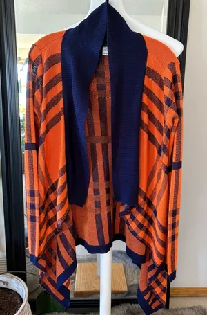 Absolutely Blue & Orange Open Cardigan Sweater thumbnail 1