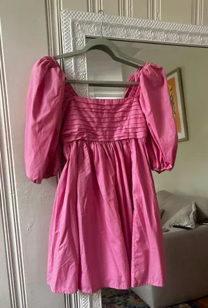 Abercrombie Puff Sleeve Emerson Mini Dress Pink thumbnail 3