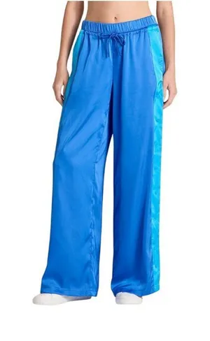 NWT Joylab Satin Drawstring Elastic Waist Tear Away Track Pants Vibrant Blue L thumbnail 1