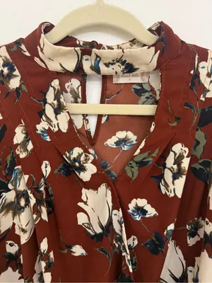 Altar’d State Floral Wrap Cropped Blouse in Rust Size Medium thumbnail 4