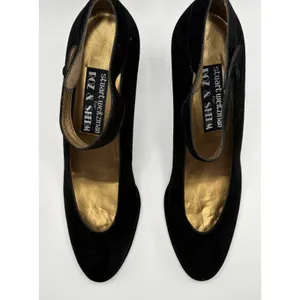 Stuart Weitzman Roz & Sherm Black Suede Mary Jane Pumps Jazz Baby 8.5 M Spain thumbnail 4