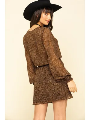 Show Me Your Mumu Adelaide Leopard Print Ruffle Mini Animal Western Boho Dress L thumbnail 2