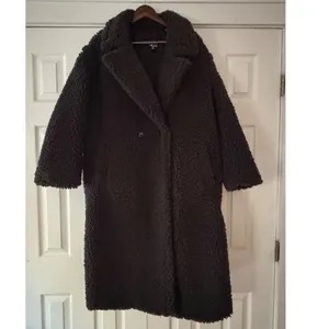UGG Kianna Faux Fur Teddy Coat Dark Brown‎ Longline Sherpa Jacket L thumbnail 2