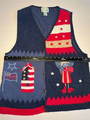 Vintage Quacker Factory Americana Knit‎ Sweater Vest TeacherCore thumbnail 4