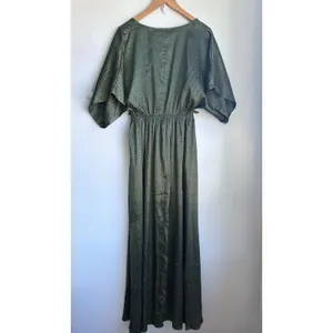 NWT BALTIC BORN Savannah Satin Olive Green Leopard Print Maxi Dress Womens Small thumbnail 3