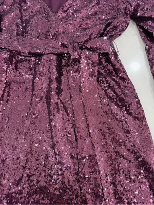 Francesca's Collections Purple Sequin Wrap Mini Dress thumbnail 6