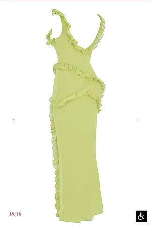House of CB Pixie Lime Ruffle Maxi Dress thumbnail 5