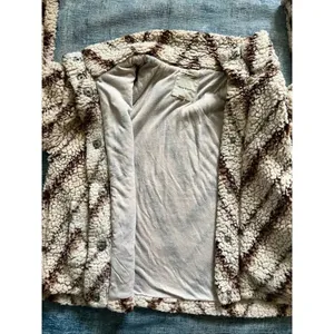 Thread & Supply Ivory Neutral Tan Chevron One Track Mind Sherpa Jacket Large thumbnail 4