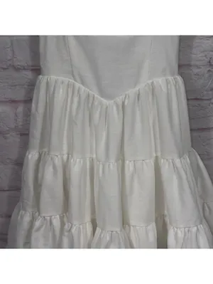 Women’s White Tiered Mini Dress XS Open Back Tie Cottagecore Party Dress NWOT thumbnail 3