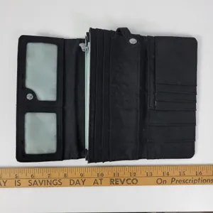 Kipling Teddi Womens Wallet Black Metallic Snap Checkbook Organizer Clutch Nylon thumbnail 10