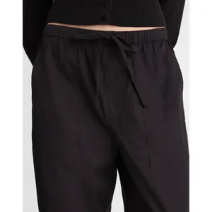 Madewell Pull-On Barrel-Leg Utility Pants in Poplin Cotton Black Wide Leg M NWT thumbnail 4