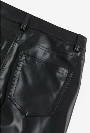 black vegan leather flared pants / jeans thumbnail 2
