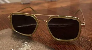I-sea sunglasses square gold frame green black tinted lens thumbnail 3