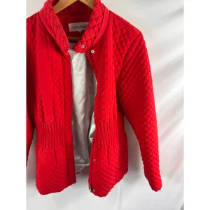 Calvin Klein Red Quilted Cinched Waist Coat Size Large thumbnail 2