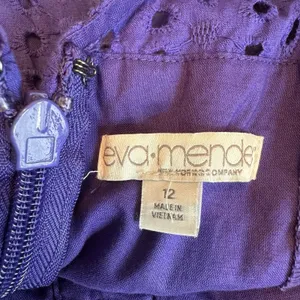 Eva Mendes NY&Co Purple Eyelet Fit Flare Dress Sz 12 Summer Cottagecore Classic thumbnail 7