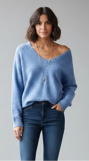 M Magaschoni Soft Blue V-Neck Dolman Sleeve Pullover Sweater - Size Medium NWOT thumbnail 1